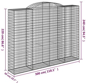 Cestos gabião arqueados 9pcs 300x50x220/240cm ferro galvanizado