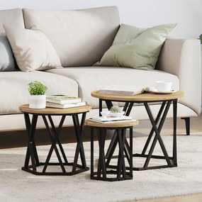 Mesas Laterais Empilháveis vidaXL 3 pcs Carvalho Artisan em Madeira Compensada