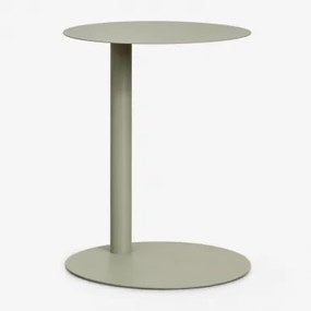 Mesa Lateral Redonda Yannik Ø40 Cm Em Aço Verde Cáqui - Sklum