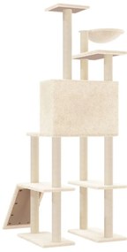 Árvore para gatos c/ postes arranhadores sisal 166 cm cor creme