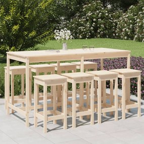 vidaXL 9 pcs conjunto de bar para jardim pinho maciço