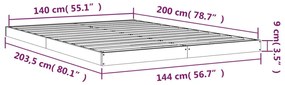 Estrutura de cama 140x200 cm madeira de pinho maciça branco