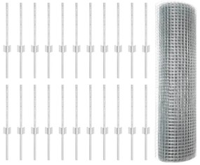 vidaXL Cerca de Arame Soldado com 22 Postes U Prata 0.4x50 m Aço
