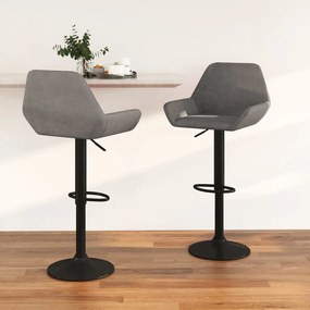 vidaXL Bancos de bar 2 pcs veludo cinzento-claro