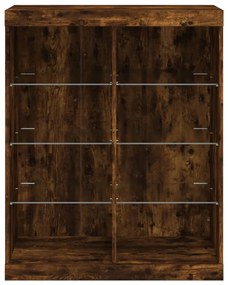 Aparador com luzes LED 81x37x100 cm carvalho fumado