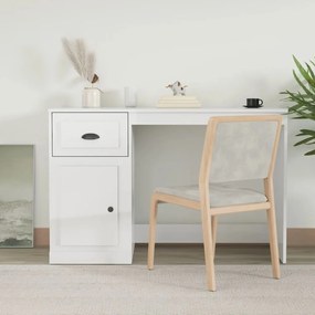 816474 vidaXL Secretária c/ gaveta 115x50x75cm deriv madeira branco brilhante