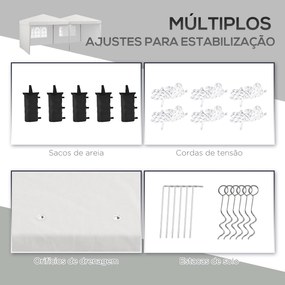 Tenda Dobrável 585x295 cm com Paredes Laterais Tenda para Festas com A