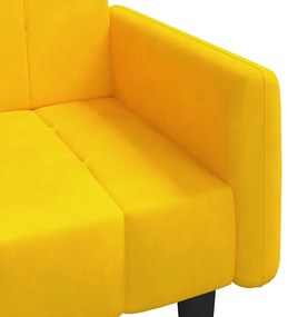 Sofá-cama de 2 lugares veludo amarelo