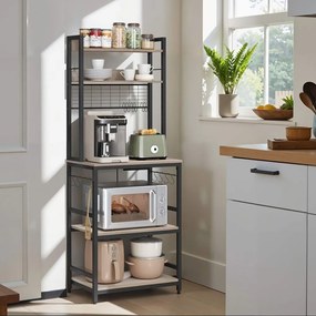 Estante para Cozinha com tomadas 40 x 60 x 170 cm 14 ganchos greige-preto