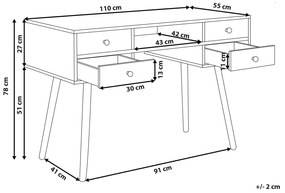 Secretária branca com 4 gavetas 110 x 55 cm LEVIN Beliani
