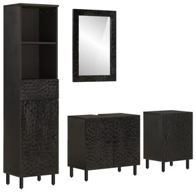 vidaXL 4 pcs conj. móveis de casa de banho madeira de mangueira maciça