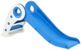 HOMCOM Escorrega infantil para crianças acima de 3 anos Escorrega largo dobrável com escadas rampa longa para jardim parque interiores 120x50x56 cm Azul