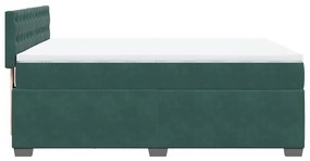 Cama com molas/colchão 160x200 cm veludo verde-escuro
