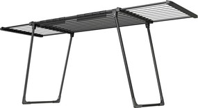 Estendal roupa 62,5 x (113,5-200) x 90 cm, secador de roupa de pé, braços extensíveis preto