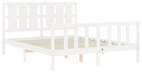 Estrutura de cama King Size com cabeceira madeira maciça branco