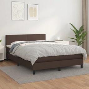 vidaXL Cama com molas/colchão 140x200 cm couro artificial castanho