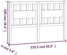 Cabeceira de cama 125,5x4x100 cm pinho maciço preto