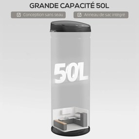 Caixote do lixo automático para cozinha de 50 L em aço inoxidável, com tampa de fecho suave, 30,5 x 30,5 x 85 cm, preto