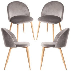 Pack 4 Cadeiras Vint Veludo - Cinza