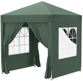 Outsunny Tenda Dobrável 2x2 m Tenda de Jardim com 4 Paredes Laterais Tecido Oxford 2 Portas 2 Janelas e Bolsa de Transporte para Exterior Terraço Campismo Festas Verde