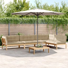 vidaXL 5 pcs móveis de paletes p/ jardim com almofadões acácia maciça