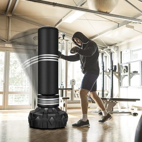 Saco de boxe 48 cm x 48 cm x 170 cm resistente a rasgos com rebote rápido e base com ventosa para adultos, jovens e crianças para uso doméstico Preto