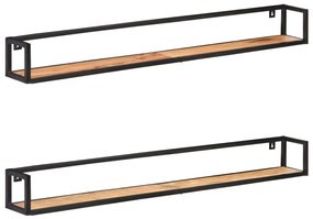 Prateleiras parede 2 pcs 160 cm madeira de acácia maciça