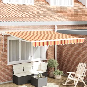 vidaXL Toldo Retrátil Amarelo e Laranja 300 x 250 cm Tecido e Aço