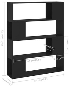 Estante/divisória 100x24x124 cm preto