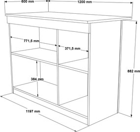 Ilha de Cozinha "Orren" - 120x88x60 cm - Branco - Design Moderno