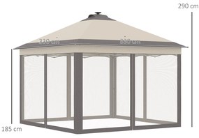 Tenda Dobrável Exterior 3,3x3,3x2,9 m com Luzes LED e Controle Remoto