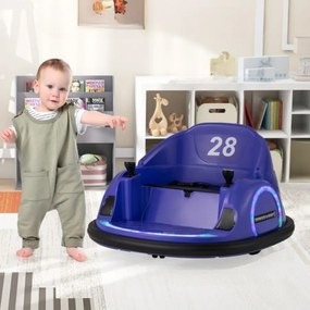 Carrinho de choque para crianças a bateria 6V com luzes LED, conexão sem fio, música e som, rotação de 360°, Púrpura
