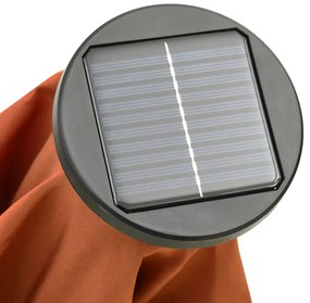 Guarda-sol de jardim c/ luzes LED 200x211 cm alumínio terracota