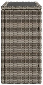 Mesa de apoio jardim c/ tampo vidro 58x27,5x55 cm vime PE cinza