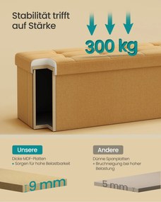 Banco com espaço de arrumação 38 x 110 x 38 cm amarelo gengibre