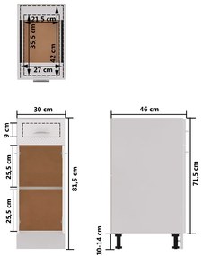 Armário inferior c/ gavetas “Lyon” derivados de madeira branco