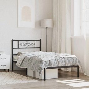 vidaXL Estrutura de cama com cabeceira 100x190 cm metal preto