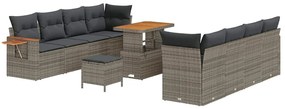Conjunto de Sofás de Jardim de 11 Peças com Almofadas Cinza Polyrattan