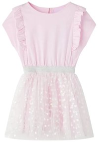 Vestido de criança com folhos rosa-claro 92