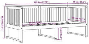 Sofá-cama 90x190 cm madeira de pinho maciça branco