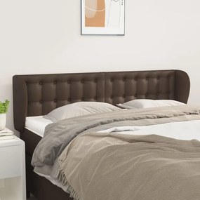 vidaXL Cabeceira cama c/ abas couro artificial 147x23x78/88cm castanho