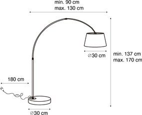 Candeeiro de Arco Inteligente Preto com Dourado incl. Wifi A60 - Arc Basic
