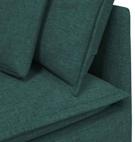 Sofá modular com pufes e almofadas tecido verde-escuro