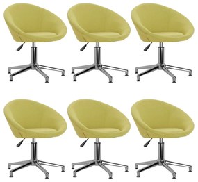 vidaXL Cadeiras de jantar giratórias 6 pcs tecido verde
