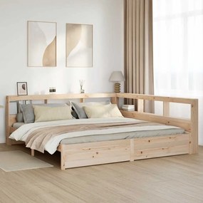 vidaXL Cama com estante sem colchão 200x200 cm pinho maciço
