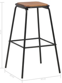 Bancos de bar 4 pcs madeira de pinho maciça e aço preto