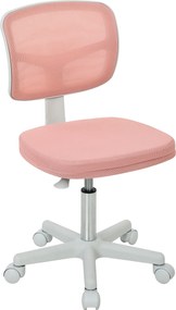 Vinsetto Cadeira de Escritório Ergonómica Sem Braços, Poltrona de Escritório Giratória, Encosto Curvado em Malha com Rodas, Rosa | Aosom Portugal