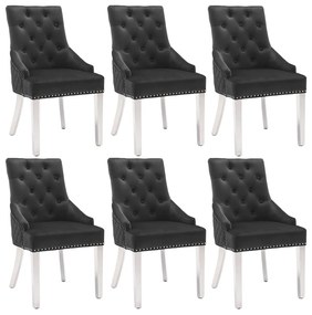 Cadeiras de jantar 6 pcs veludo preto