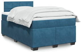 Cama boxspring com colchão 120x190 cm veludo azul-escuro