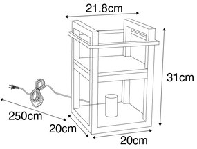 Candeeiro de mesa industrial preto com madeira - Cage Rack Industrial